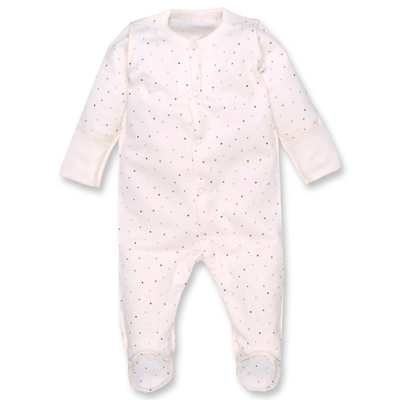 Дитячий комбінезон для дівчинки, р.50-56 см, футер з начісом, молочний з принтом