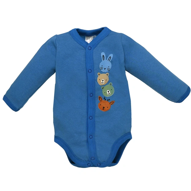 Боді для хлопчика, 80-92 см, футер 100% бавовна, синій з аплікацією фото Татошка