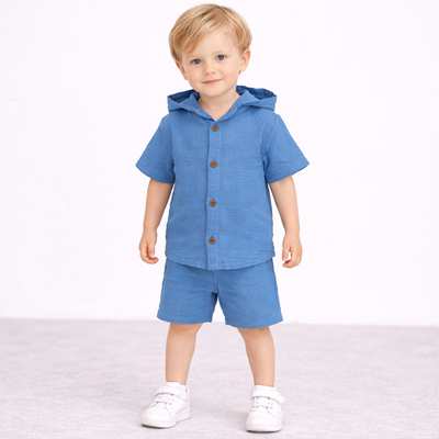 Комплект дитячий уні, р.116-134 см, муслін, синій