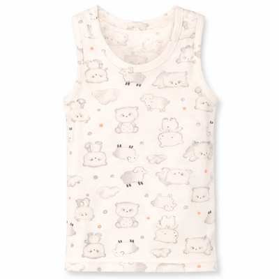 Дитяча майка для дівчинки, р.80-122 см, рібана, молочний з принтом