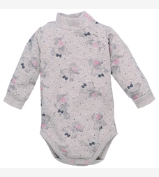 Дитяче боді-гольф з довгим рукавом, р.68-98 см, рібана, бежевий з принтом фото на tatoshka.ua