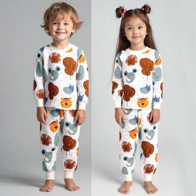 Піжама дитяча уні, р.80-98 см, інтерлок, біла з принтом