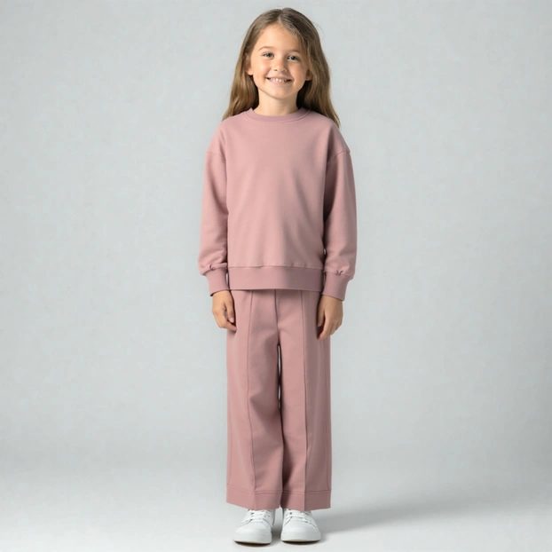 Комплект дитячий для дівчинки, р.116-128 см, петельний футер, рожевий фото Татошка