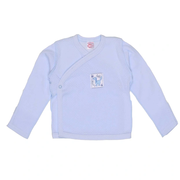 Распашонка для мальчика, 50-62 см, ажур 100% хлопок, голубая фото Татошка