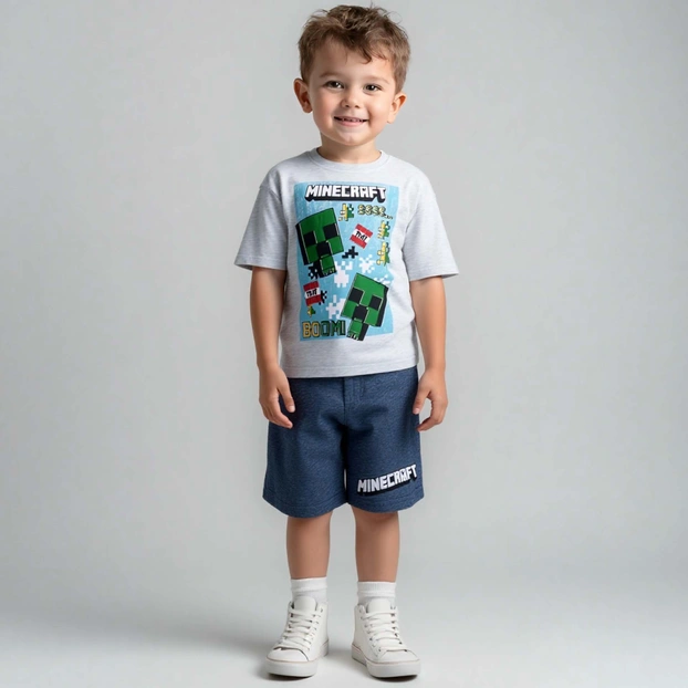 Комплект дитячий для хлопчика, р.104-146 см, кулір, блакитний меланж з принтом фото Татошка