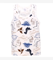 Дитяча майка для хлопчика, р.80-1116 см, рібана, біла з принтом фото на tatoshka.ua