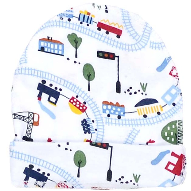 Детская шапочка, р 36-38 г, рибана, белый с принтом фото Татошка